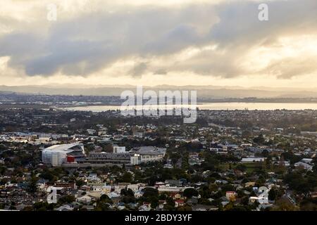 Auckland, New Zealand - Jul 03, 2017: A general view of Eden Park rugby ground, New Zealand's largest sports stadium from Mount Eden Stock Photo