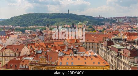 Aerial view Of Prague, Czech Republic / Panorama Of Old Town In Prague Stock Photo