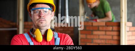 Serious craftsman control process Stock Photo