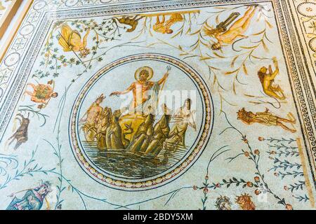 Mosaic of Triumph of Neptune. Stock Photo