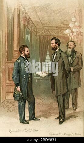 Ulysses S. Grant with Abraham Lincoln, 1864 Stock Photo