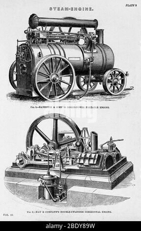 Steam Traction and Stationary Engines, 1861 Stock Photo