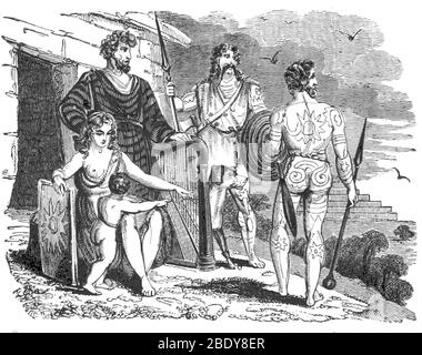 Ancient Briton, Caledonian and Irish Bard Stock Photo