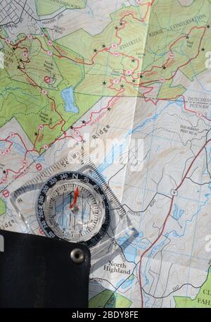 Compass and Map Stock Photo