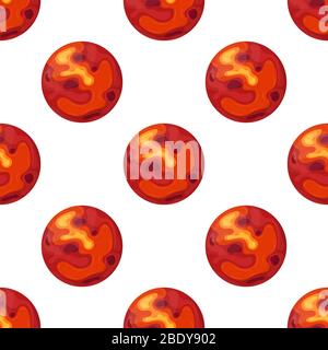 Mars planet isolated on white background. Planet of solar system. Cartoon style vector illustration for any design. Stock Vector
