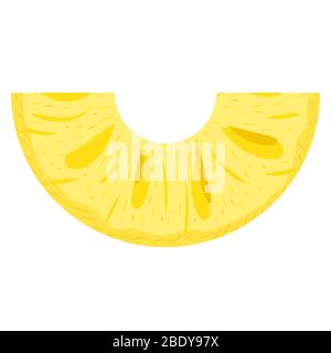 Fresh cut slice ring pineapple fruit isolated on white background. Summer fruits for healthy lifestyle. Organic fruit. Cartoon style. Vector illustrat Stock Vector