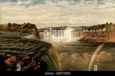 Niagara Falls with Rainbow, 1860 Stock Photo