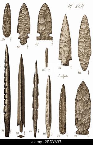 Mesolithic and Neolithic Flint Tools Stock Photo