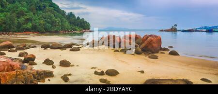 Penang national park at rainy day, Malaysia. Panorama Stock Photo