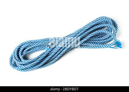 A string of blue nylon cord isolated on white Stock Photo