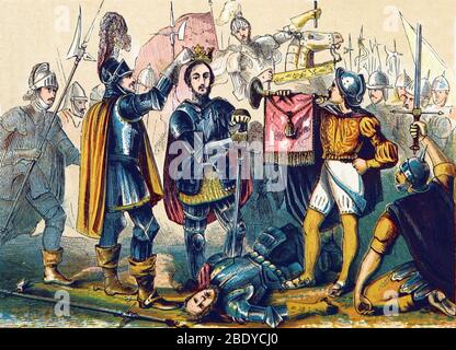 Battle of Bosworth, Henry VII Crowning, 1485 Stock Photo