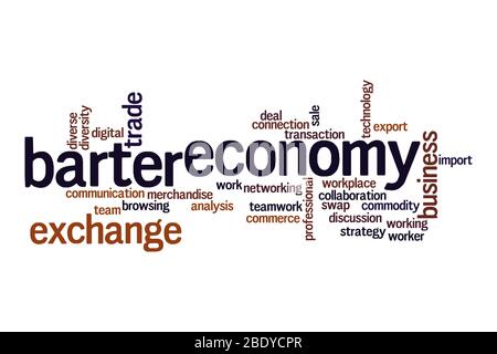 Barter economy word cloud concept on white background Stock Photo