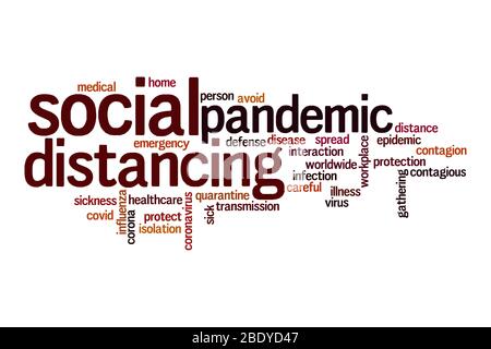 Social distancing word cloud concept on white background Stock Photo