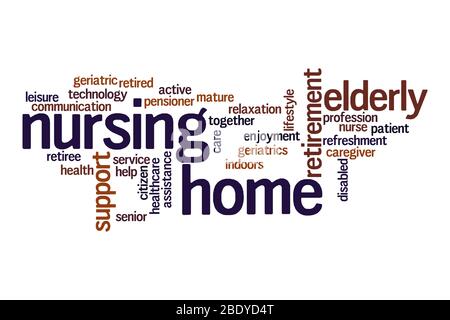 Nursing home word cloud concept on white background Stock Photo