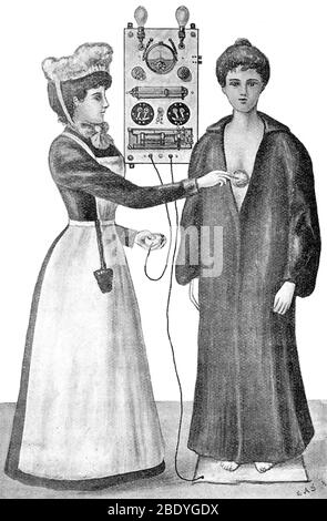 Electrotherapy, Faradization, 1900 Stock Photo