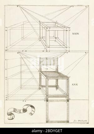 Perspective of a Chair, 1652 Stock Photo