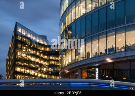 Evening Night Lights Riverside More London Place, Riverside, London, SE1 2AF by Foster & Partners Arup Stock Photo