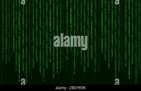 Digital code background. Matrix style program. Random falling numbers. Stock Vector