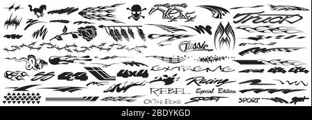 Vinyls & Decals for Car, Motorcycle, Racing Vehicle Graphics in isolated vector format Stock Vector