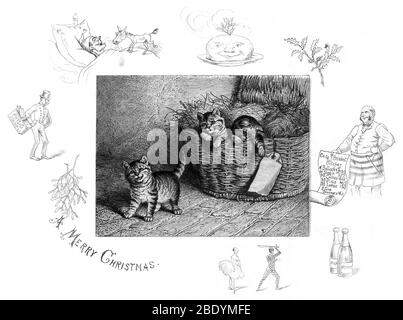 Season's Greetings, Happy Holidays, 19th Century Stock Photo