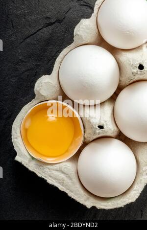 Fresh eggs in carton packaging. Stock Photo