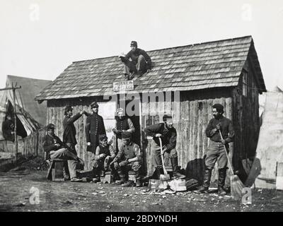 Civil War Soldiers, Winter Quarters, 1863 Stock Photo