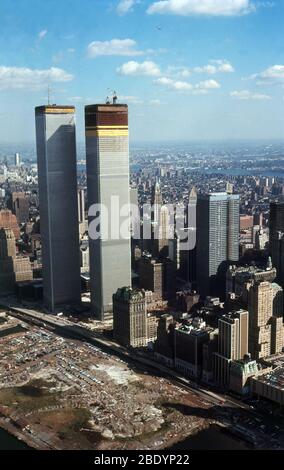 Twin Towers - World Trade Center at Night in New York City Stock Photo ...