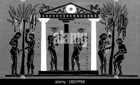 Ancient Greek Open-Air Shower, 6th Century BC Stock Photo