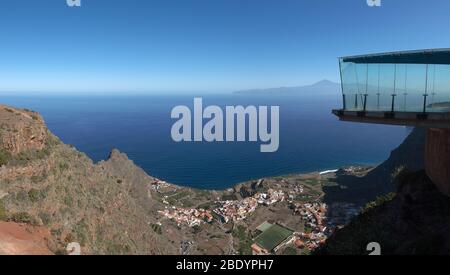 La Gomera - Skywalk at Mirador de Abrante with view to Agulo Stock Photo