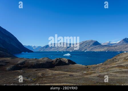 Greenland landscape with beautiful coloured rocks. Stock Photo