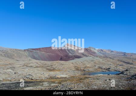 Greenland landscape with beautiful coloured rocks. Stock Photo