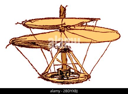 Helical Air Screw or Helicopter, Leonardo Da Vinci Stock Photo