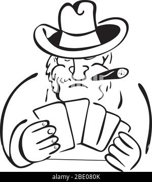 gambler in hat with a cigar Stock Vector