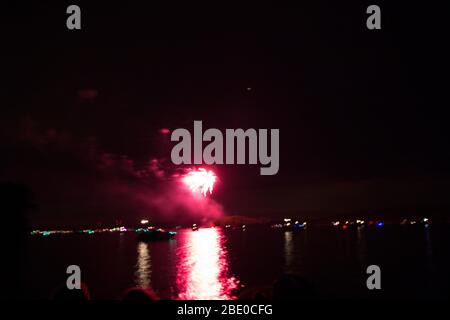 Fireworks Over Seneca Lake, Ohio Stock Photo