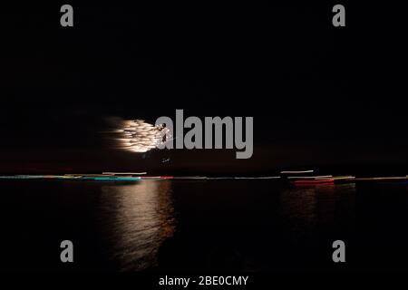 Fireworks Over Seneca Lake, Ohio Stock Photo