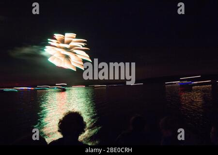 Fireworks Over Seneca Lake, Ohio Stock Photo