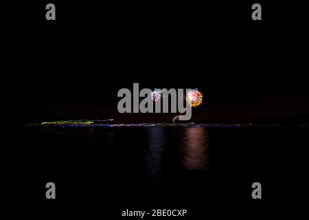 Fireworks Over Seneca Lake, Ohio Stock Photo