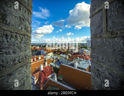 Aerial view of Historic Centre of Tallinn, capital of Estonia. Tallinn Old Town (Vanalinn) Stock Photo