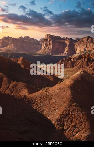 Capitol reef national park environment at sunset Stock Photo