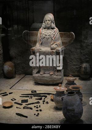Lady of Baza. Sculpture and goods from the Grave 155 of Baza. Stock Photo
