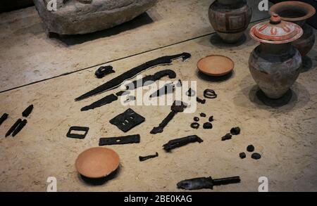 Lady of Baza. Iberian Culture. Goods from the Grave 155 of Baza. Stock Photo