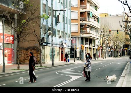 Barcelona, Spain April 2020:  People daily life during the Corona Virus Outbreak. Stock Photo