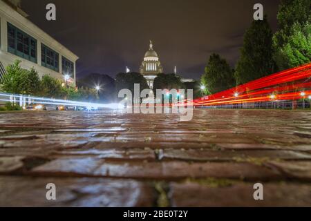 Rhode Island State House At Night Stock Photo