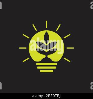 simple geometric green plant light bulb symbol logo vector Stock Vector