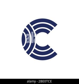 letter c stripes circle geometric logo vector Stock Vector