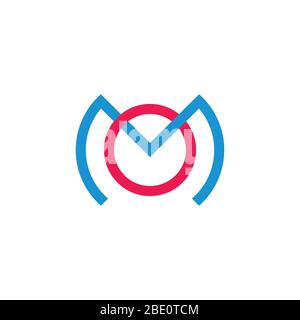 letters om simple linked line logo vector Stock Vector