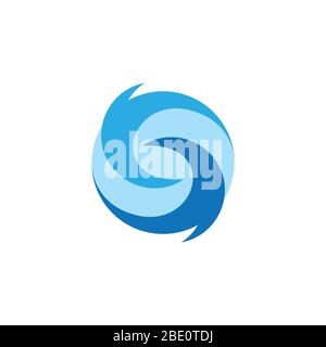 letter s curves circles blue waves rotation simple logo vector Stock Vector