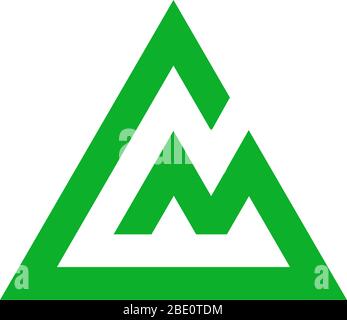 letter gm triangle green mountain line logo vector Stock Vector