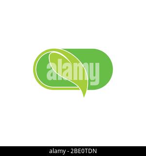 capsule leaf shape monogram natural medicine symbol logo vector Stock Vector