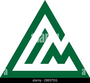 letter gm simple geometric mountain triangle line logo vector Stock Vector